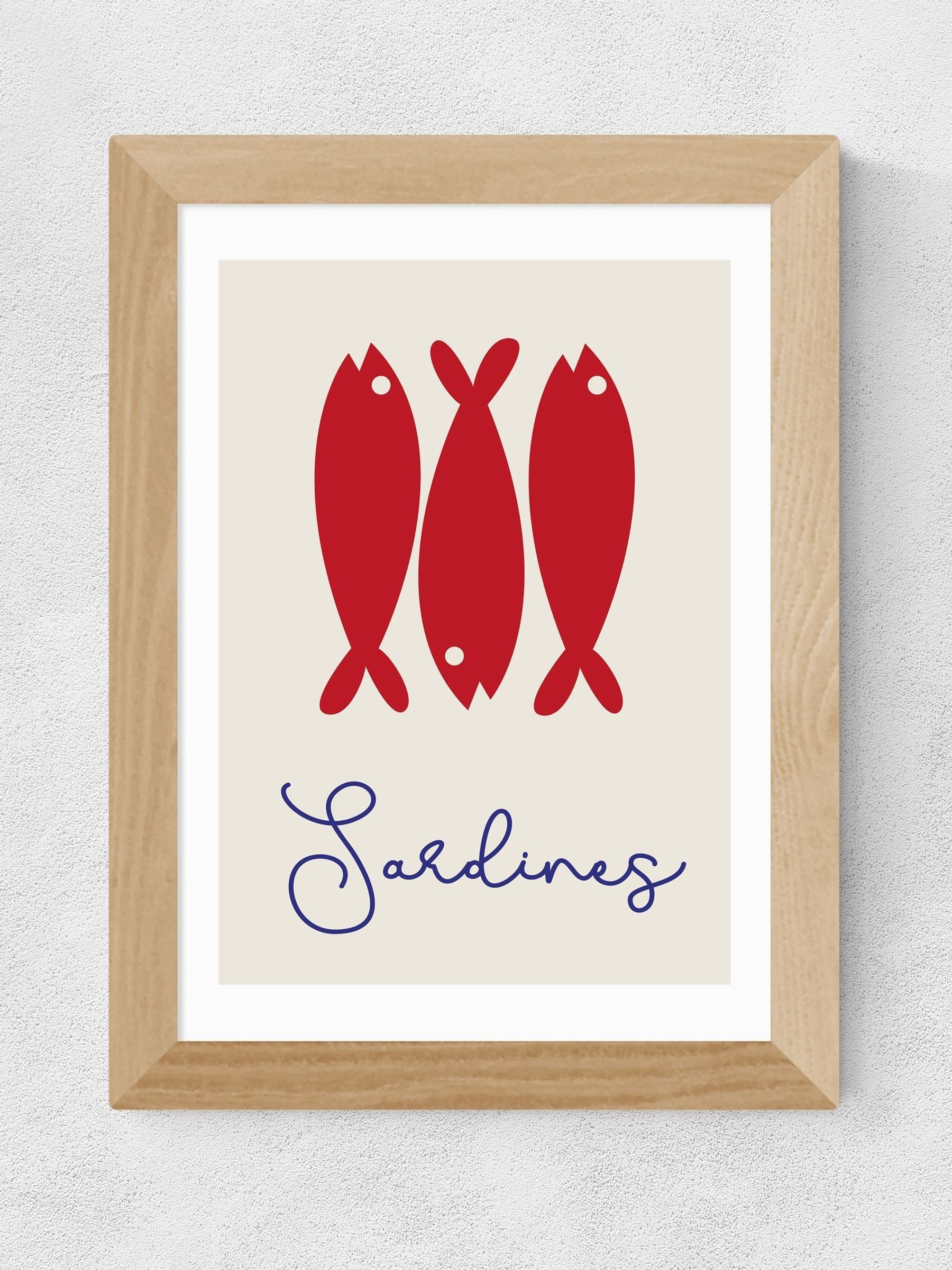 East End Prints oak sardines framed art print, imported from the UK