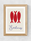 East End Prints oak sardines framed art print, imported from the UK