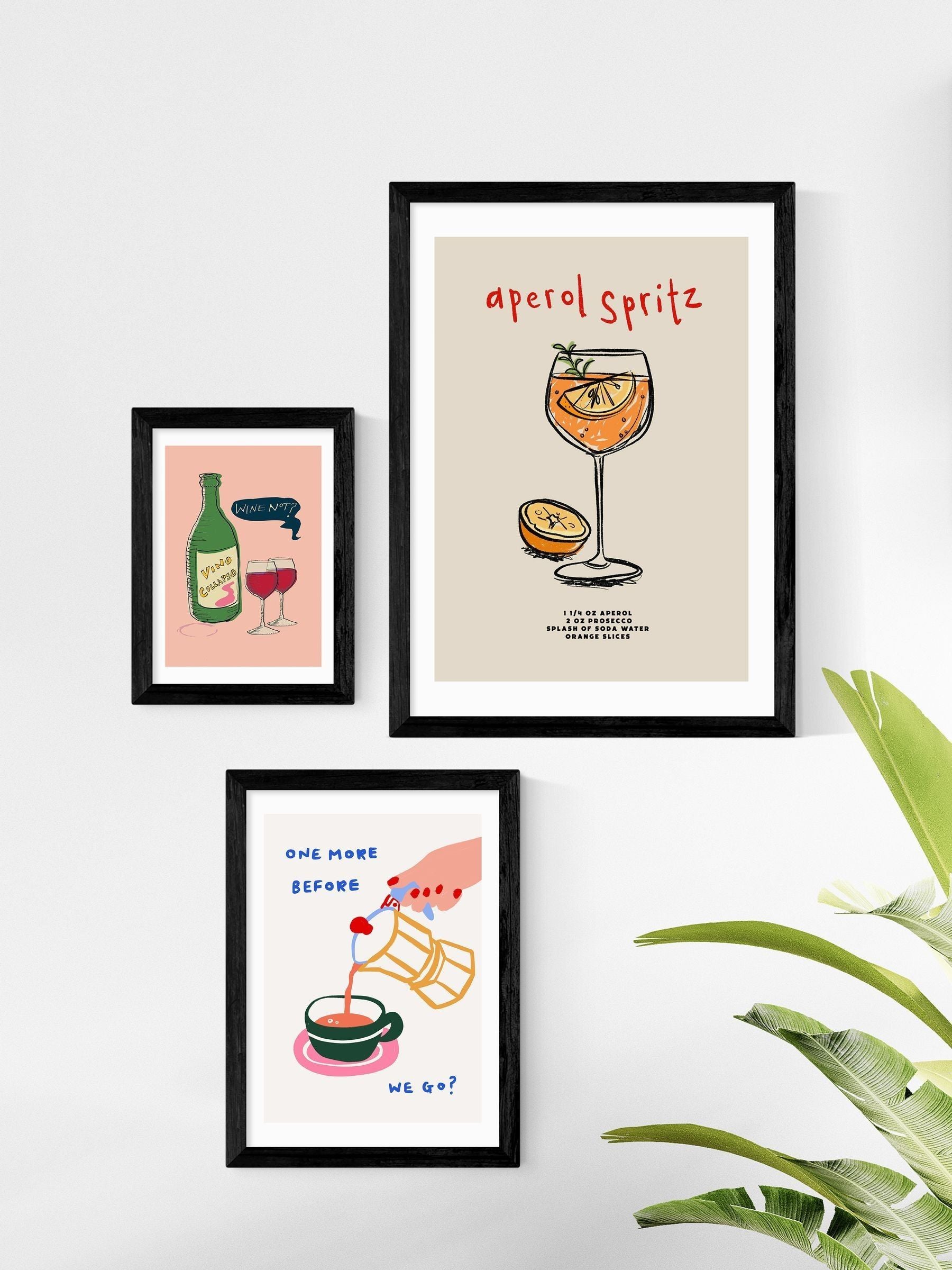 East End Prints Black Aperol Spritz Ingredients framed art print - British product