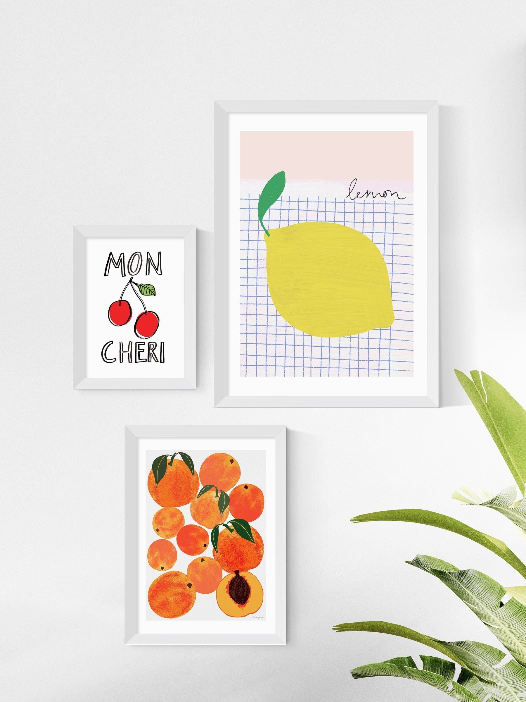 East End Prints white peaches framed art print - British product