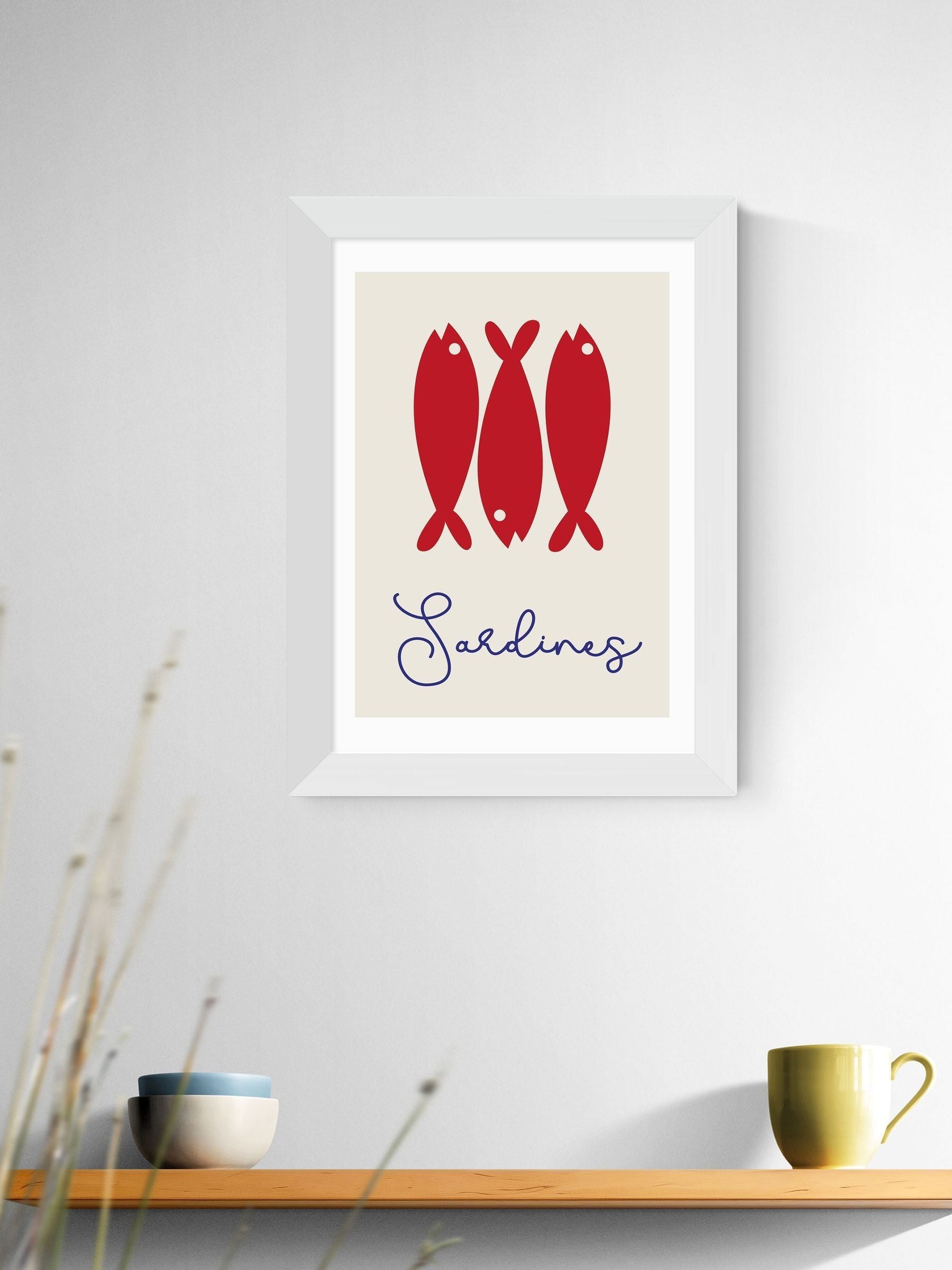 East End Prints White Sardines framed art print - British product