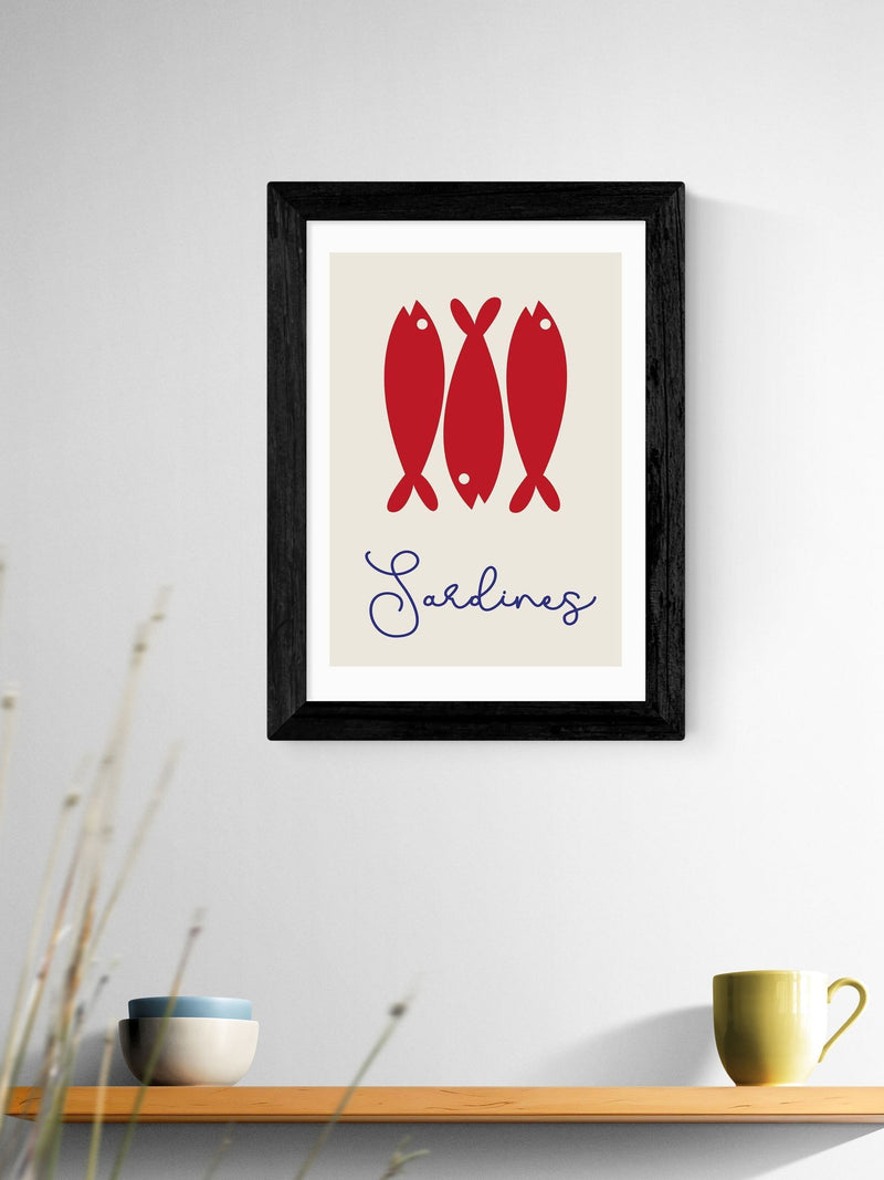 East End Prints black sardines framed art print - British product