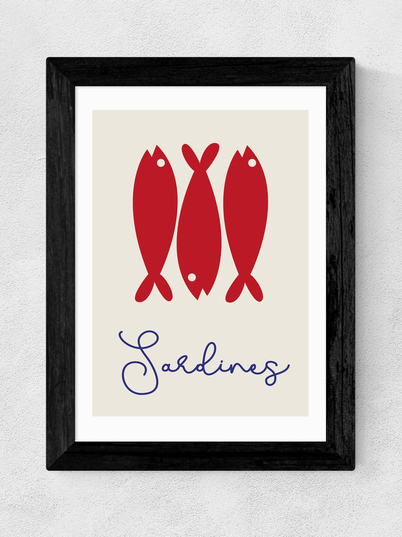East End Prints black sardines framed art print - British product
