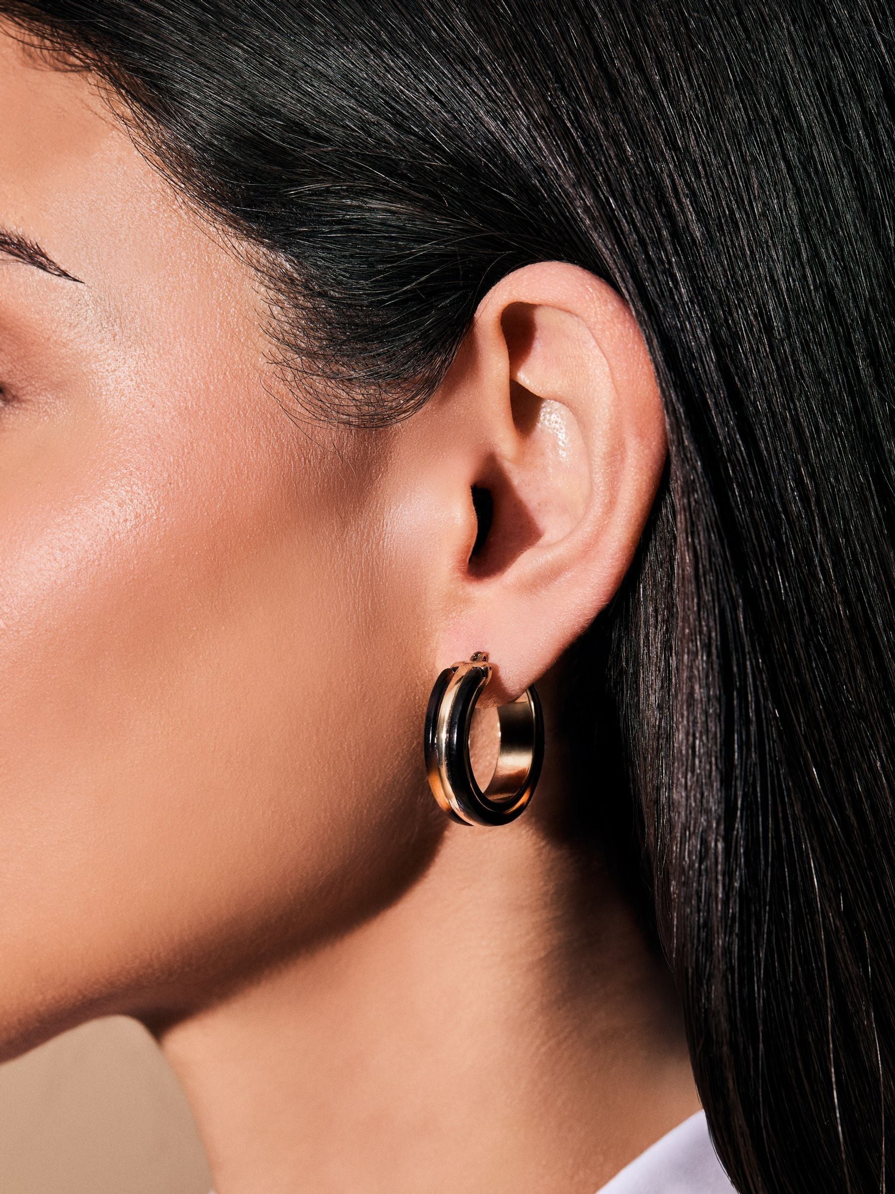 Lauren Ralph Lauren brown hoop tortoiseshell earrings, UK version