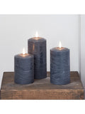 Lights4fun Grey TruGlow® LED Pillar Candle Trio