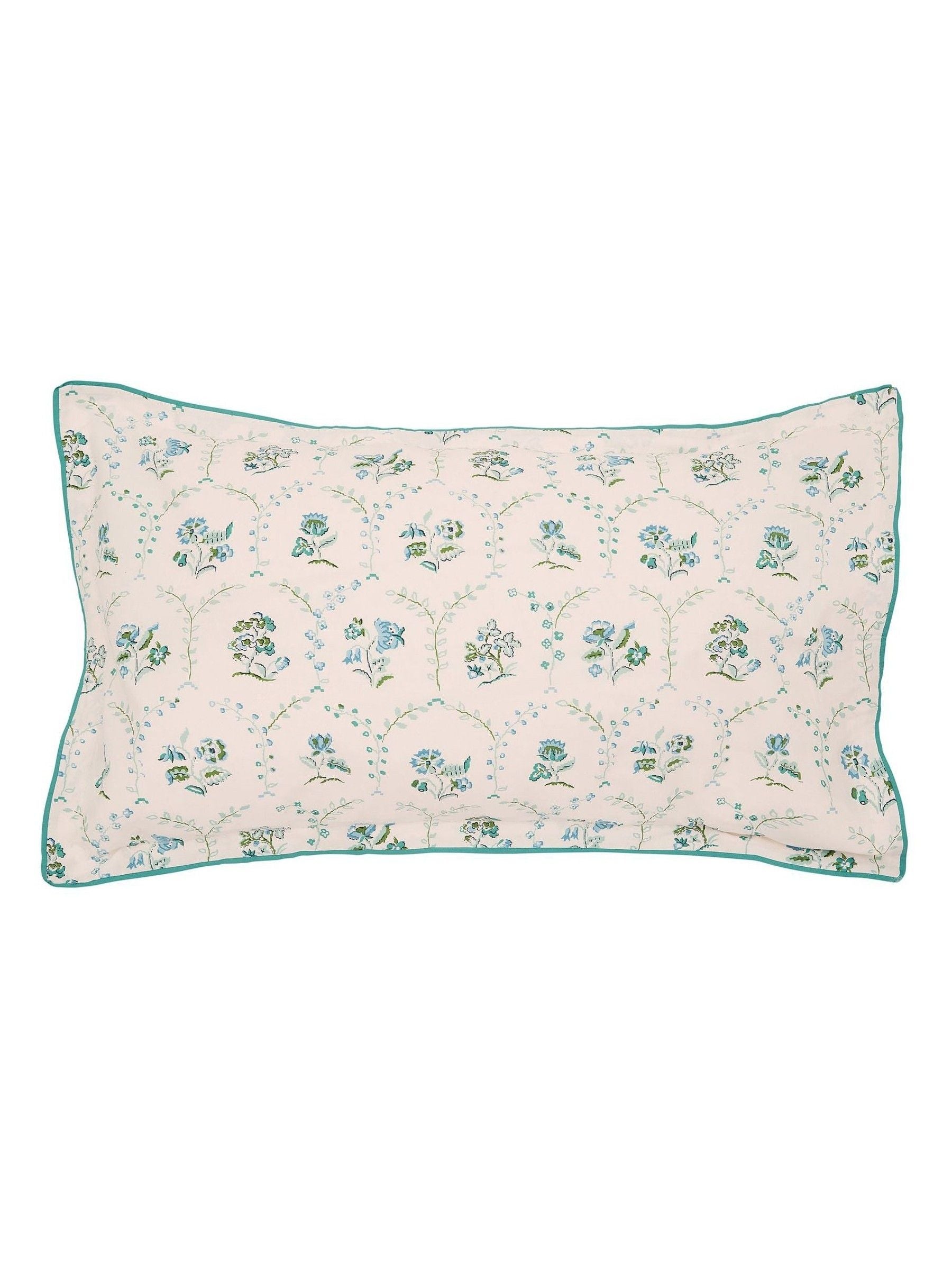 Land & Shore Green Ella's Cross-Stitch duvet cover and pillowcase set, UK version