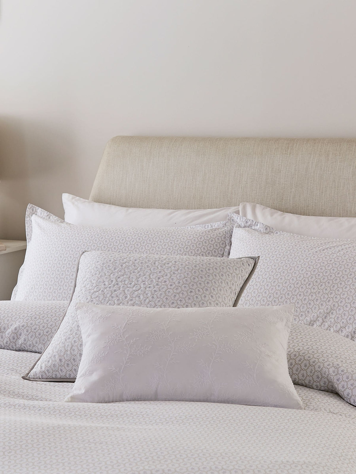 Murmur Natural Florin duvet cover and pillowcase set, imported from the UK