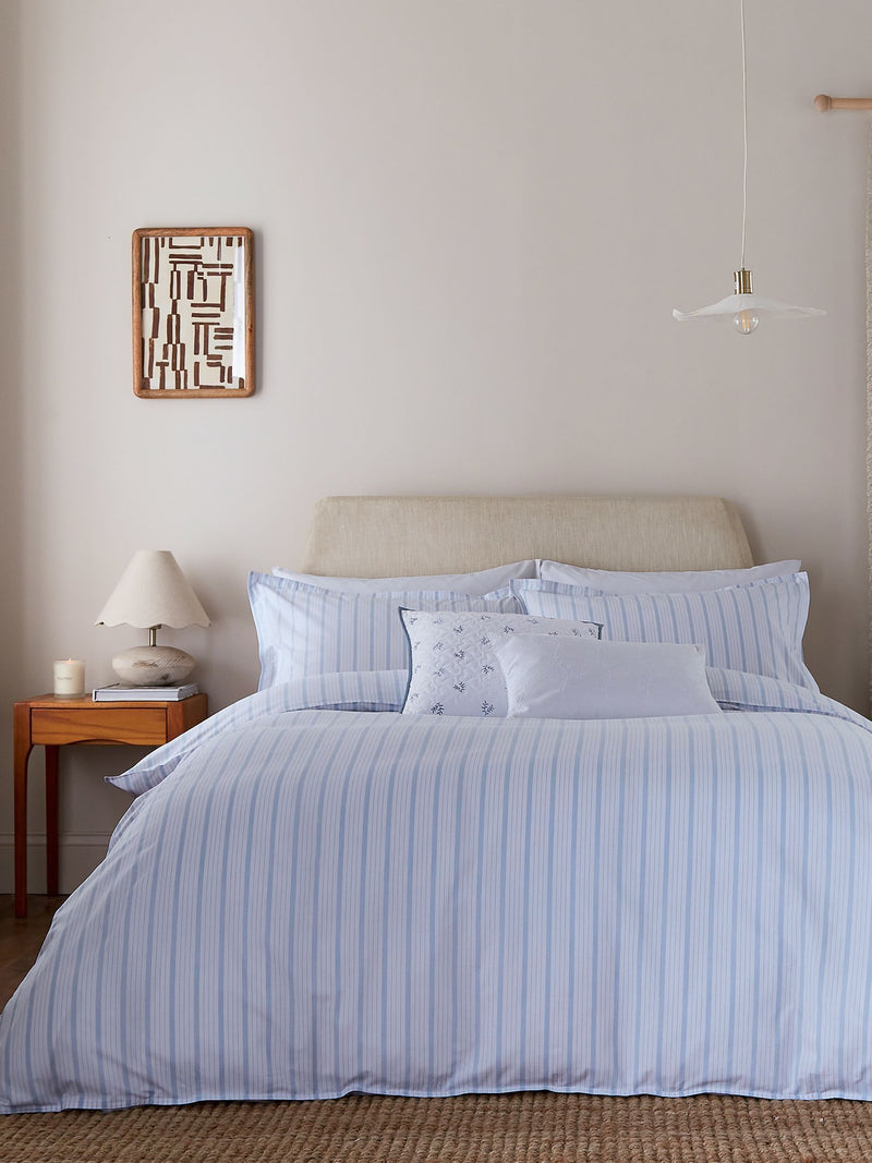 Murmur Ballintoy Blue Juno duvet cover and pillowcase set, imported from the UK