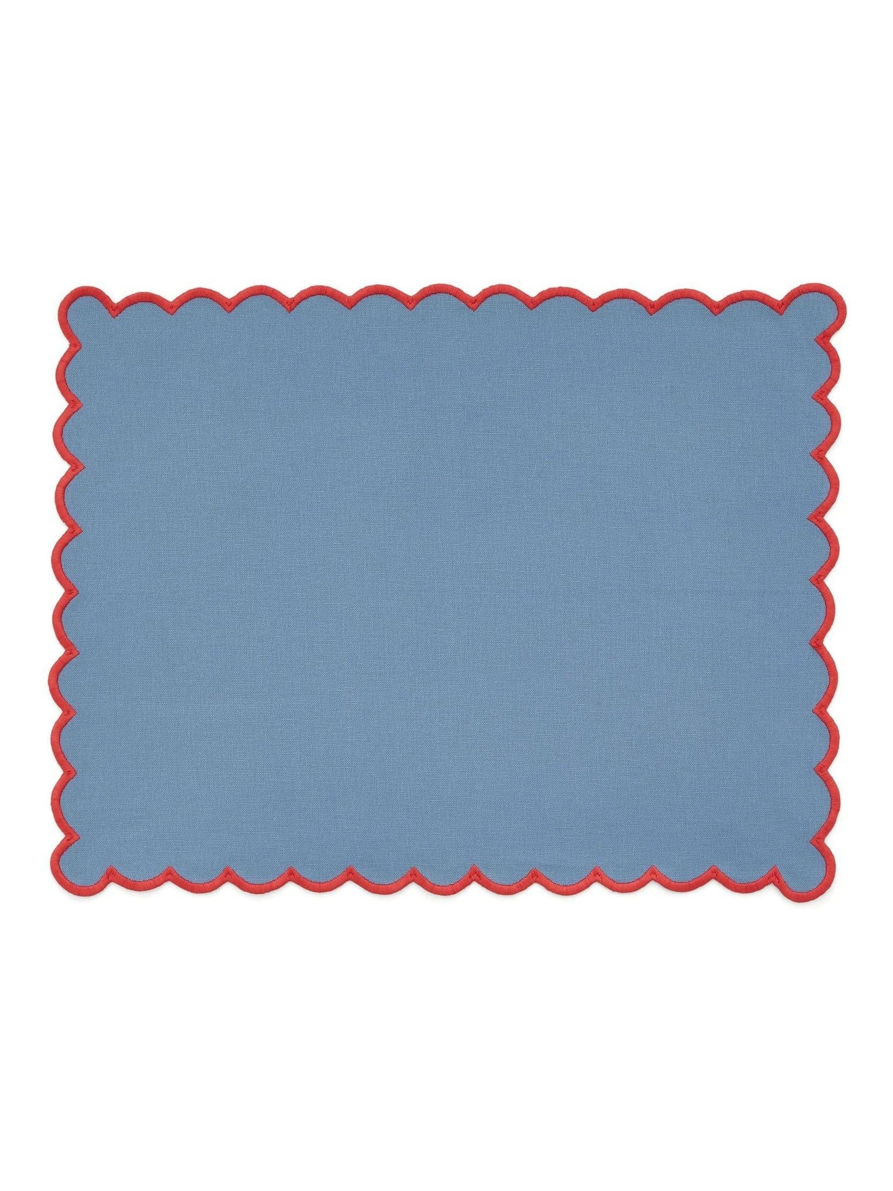 Land & Shore blue red scallop placemat pair, UK version