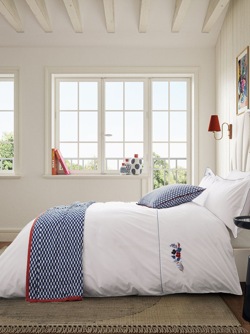 Land & Shore Blue Red Fia Duvet Cover and Pillowcase Set