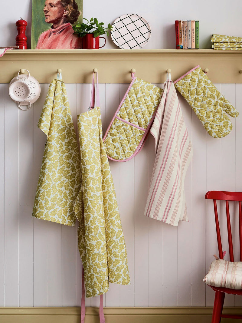 Land & Shore tea towels with ticking stripe and leaf designs 2-pack, UK version