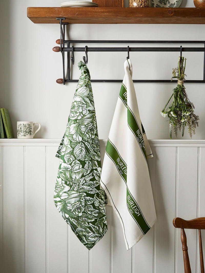 Burleigh X Bedeck Of Belfast green hibiscus tea towels 2 pack - British product