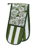 Burleigh Bedeck green hibiscus double oven gloves 90x18cm - British product