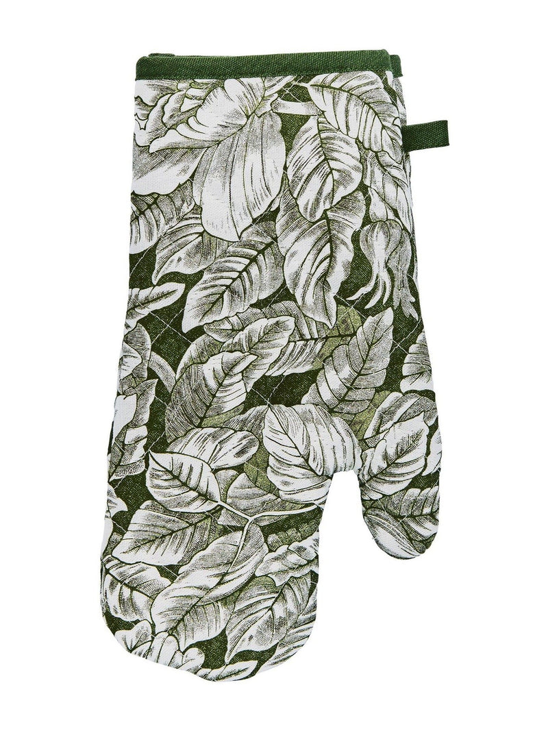Burleigh Green Hibiscus single oven gloves - British product