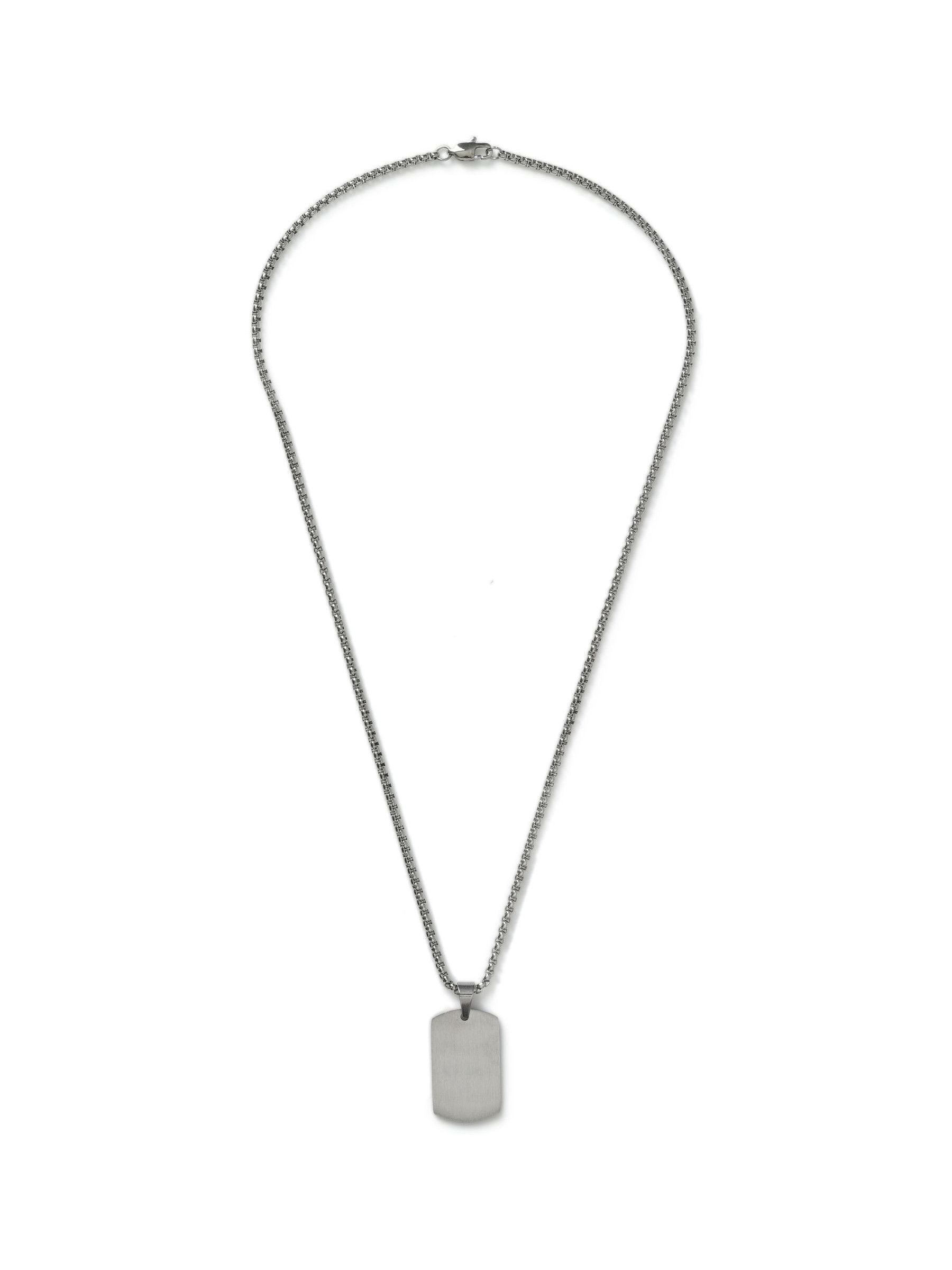 Silver tone stainless steel dog tag necklace (British brand)