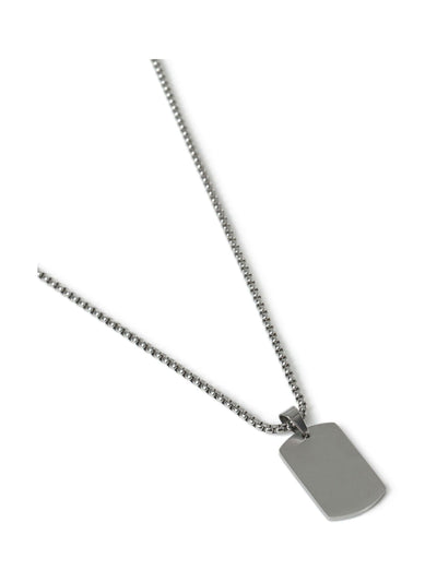 Sølvfarget rustfritt stål Dog Tag Halskjede, kjæledyridentifikasjonsmerke