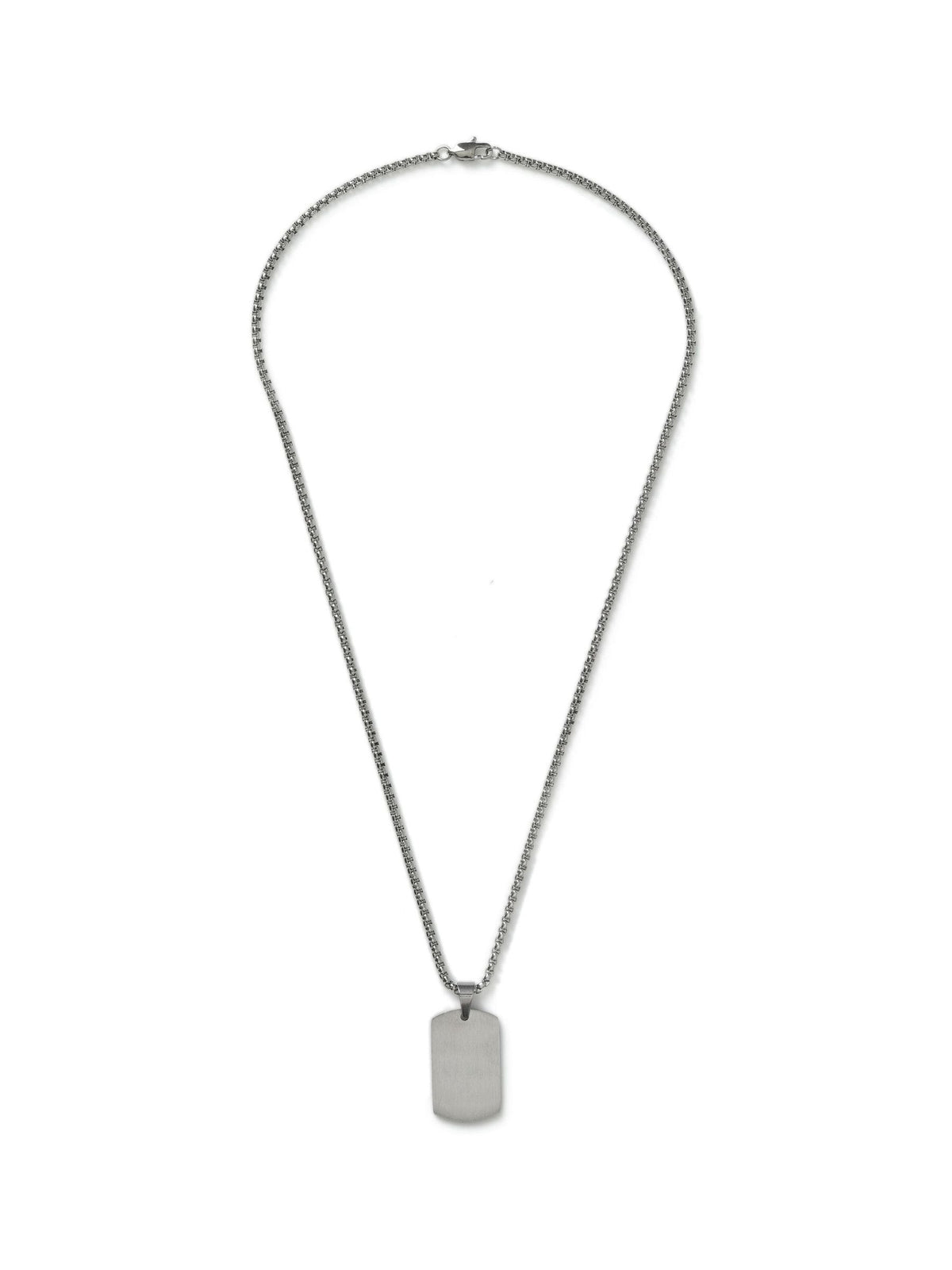 Silver tone stainless steel dog tag necklace (British brand)
