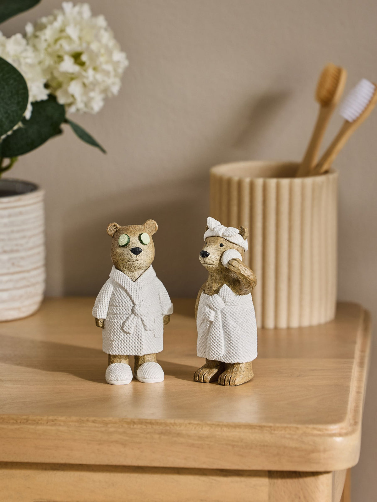 Bertie Bear natural spa ornaments set of 2 (British brand)