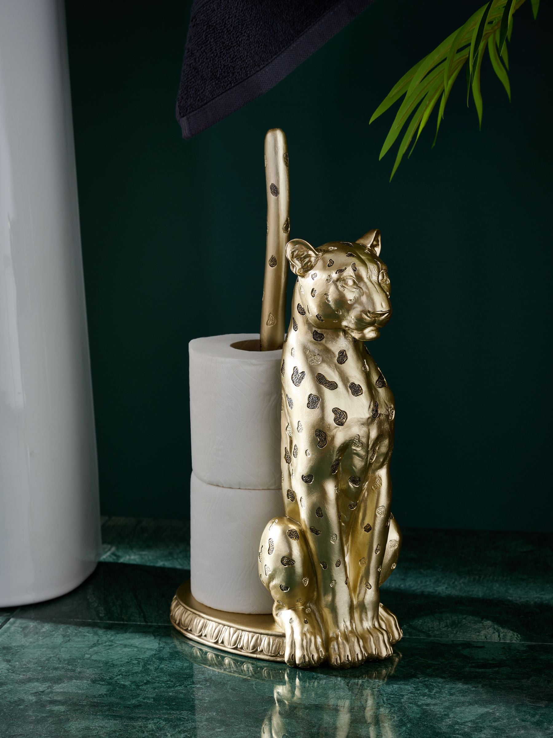 Gold Cheetah Floor Standing Toilet Roll Holder