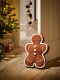 Natural Christmas Gingerbread Doorstop Brown Boucle Fabric 30cm, imported from the UK