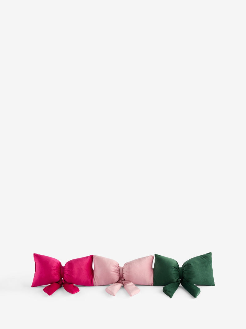 Pink/Green Christmas Velvet Bows Draught Excluder