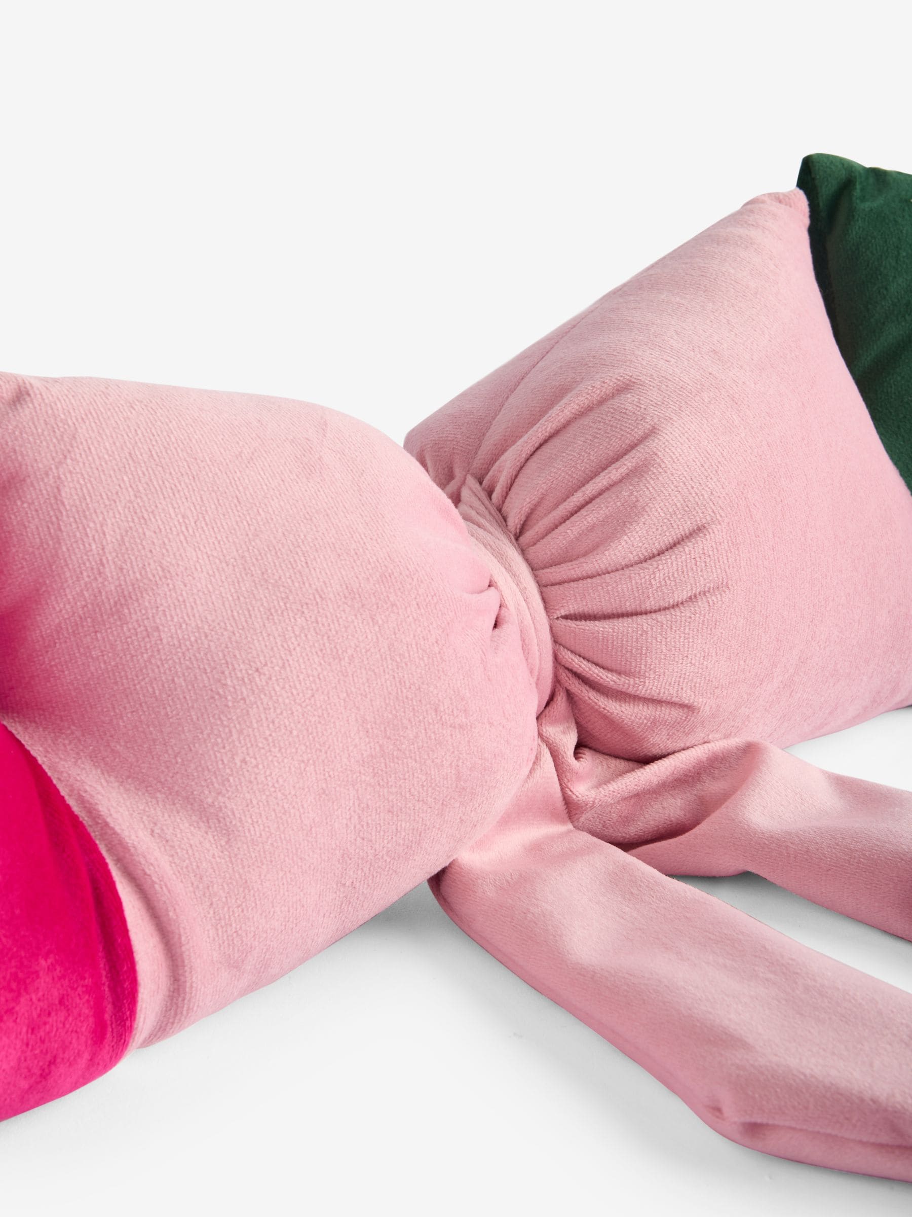 Pink/Green Christmas Velvet Bows Draught Excluder