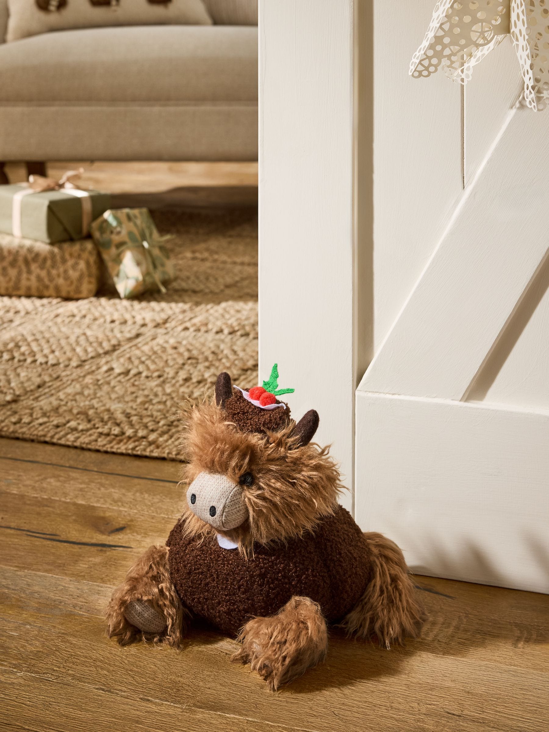 Brown Christmas Pudding Hamish The Highland Cow Doorstop