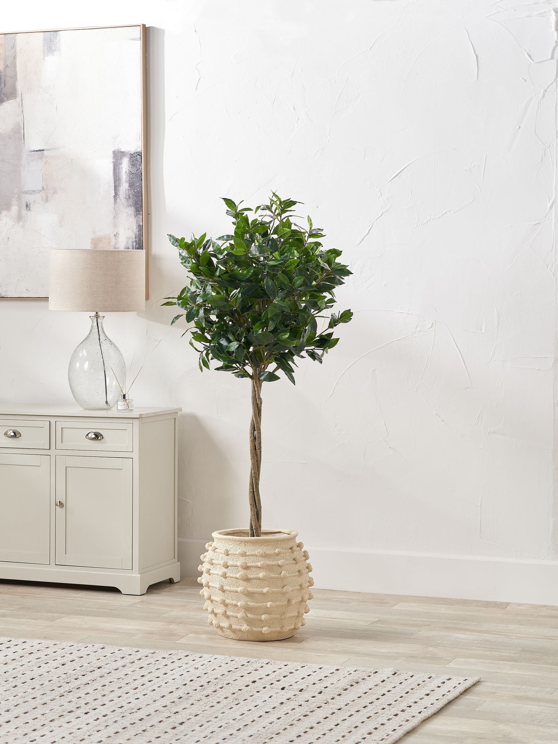 Pacific Lifestyle cream fibrestone decorative ribbed large vase, imported from the UK