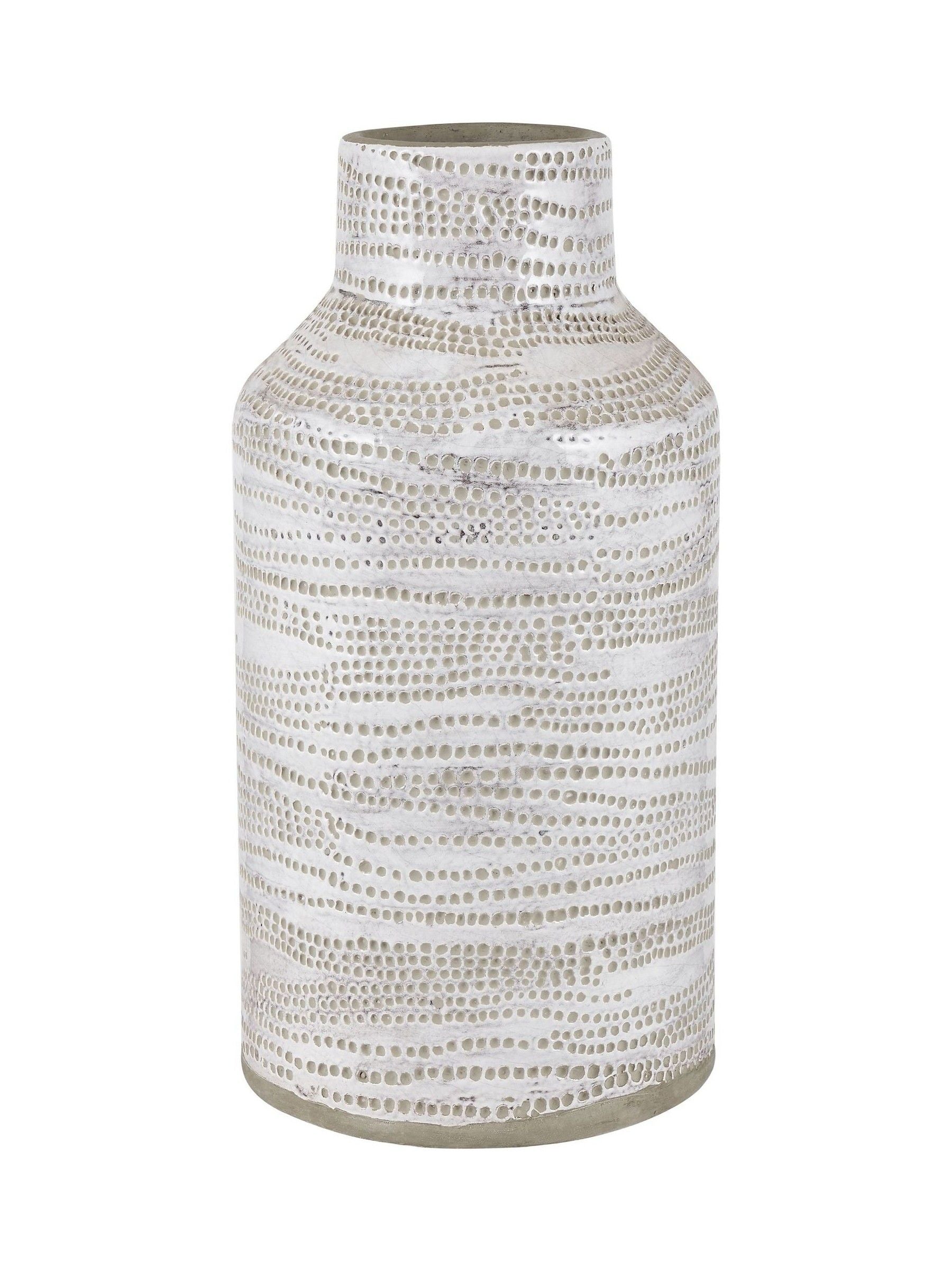 Pacific Lifestyle White Stoneware Dot Design Tall Vase