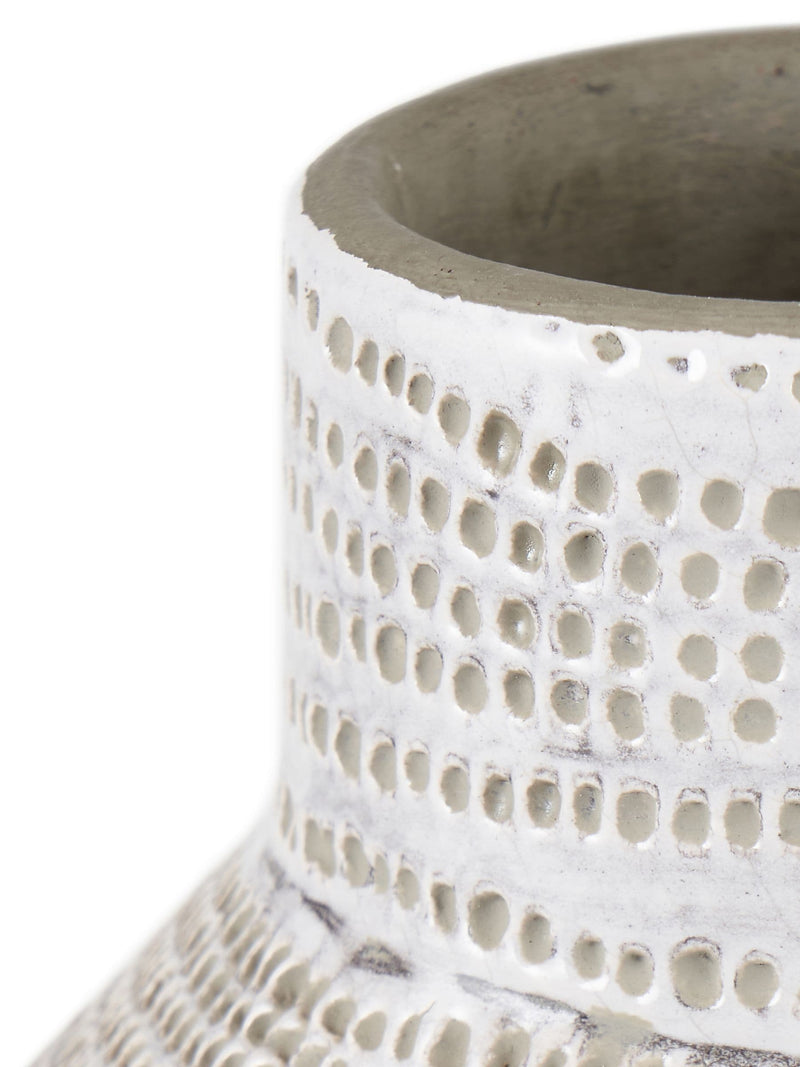 Pacific Lifestyle White Stoneware Dot Design Tall Vase