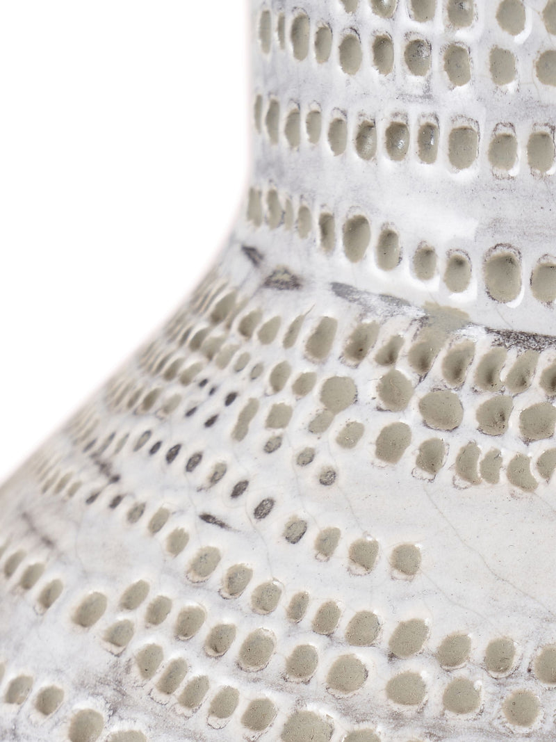 Pacific Lifestyle White Stoneware Dot Design Tall Vase