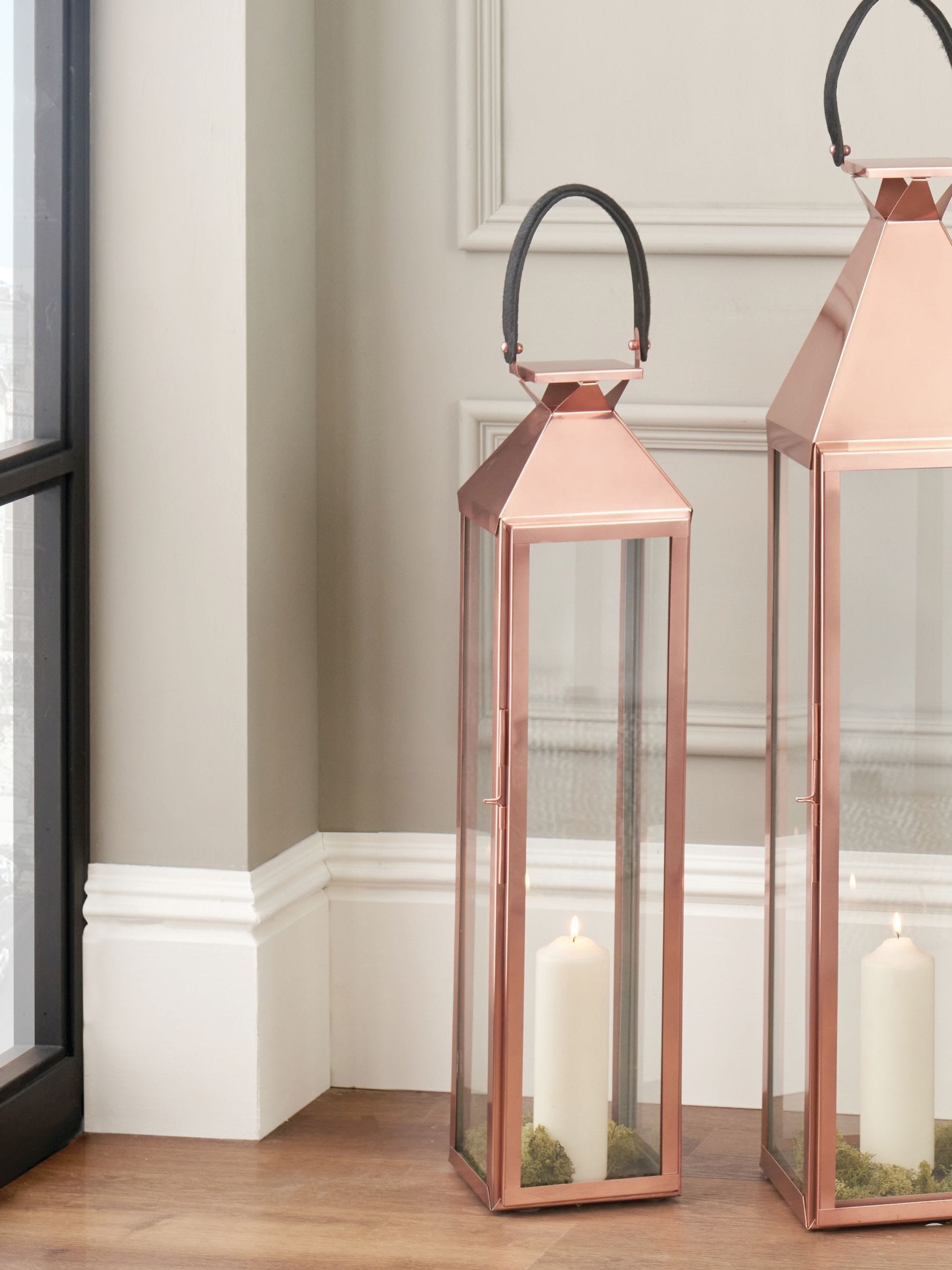 Pacific Lifestyle copper glass large lantern, imported from the UK