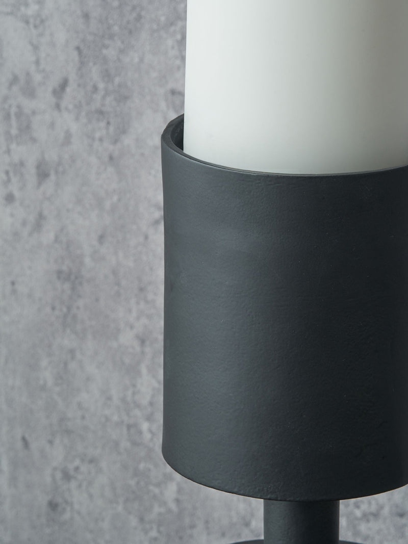Pacific Lifestyle black metal pillar candle holder small, imported from the UK