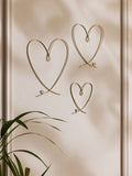 Silver metal wire heart wall art set of 3 (British brand)