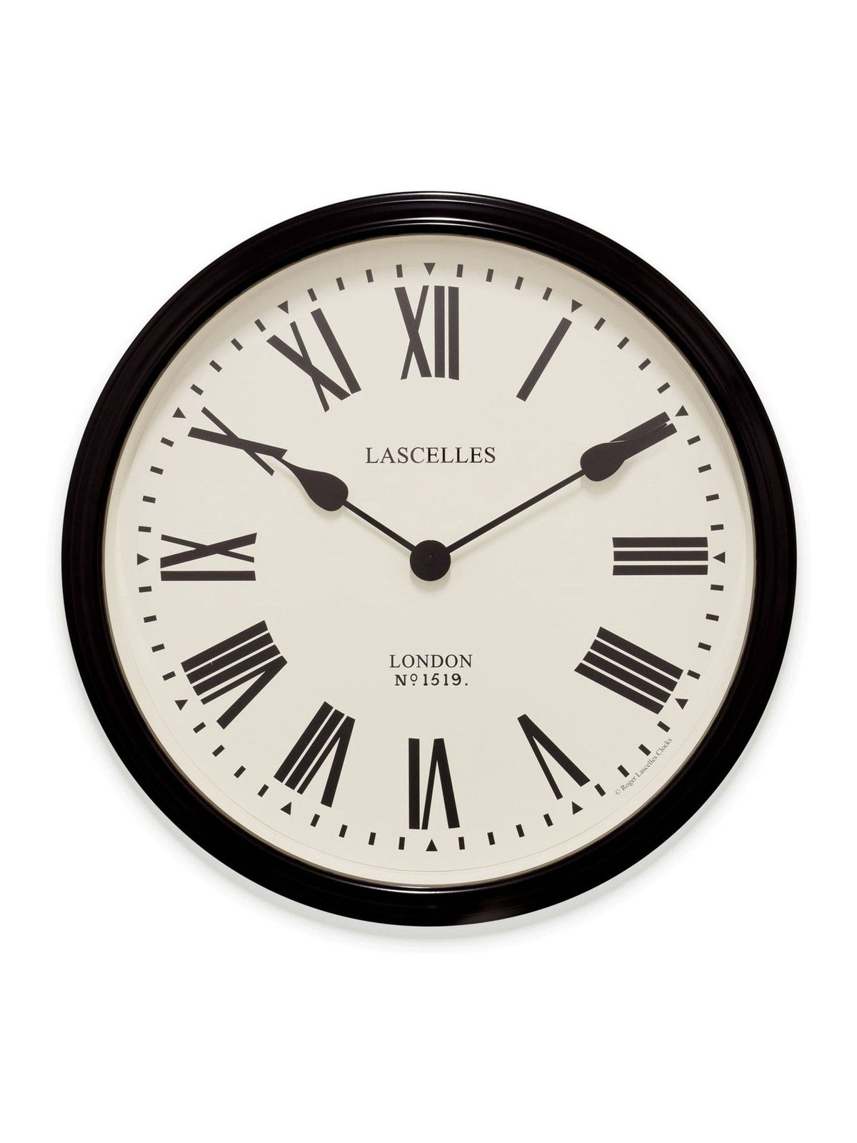 Brookpace Lascelles Black wall clock with Roman numerals 50cm diameter - British product