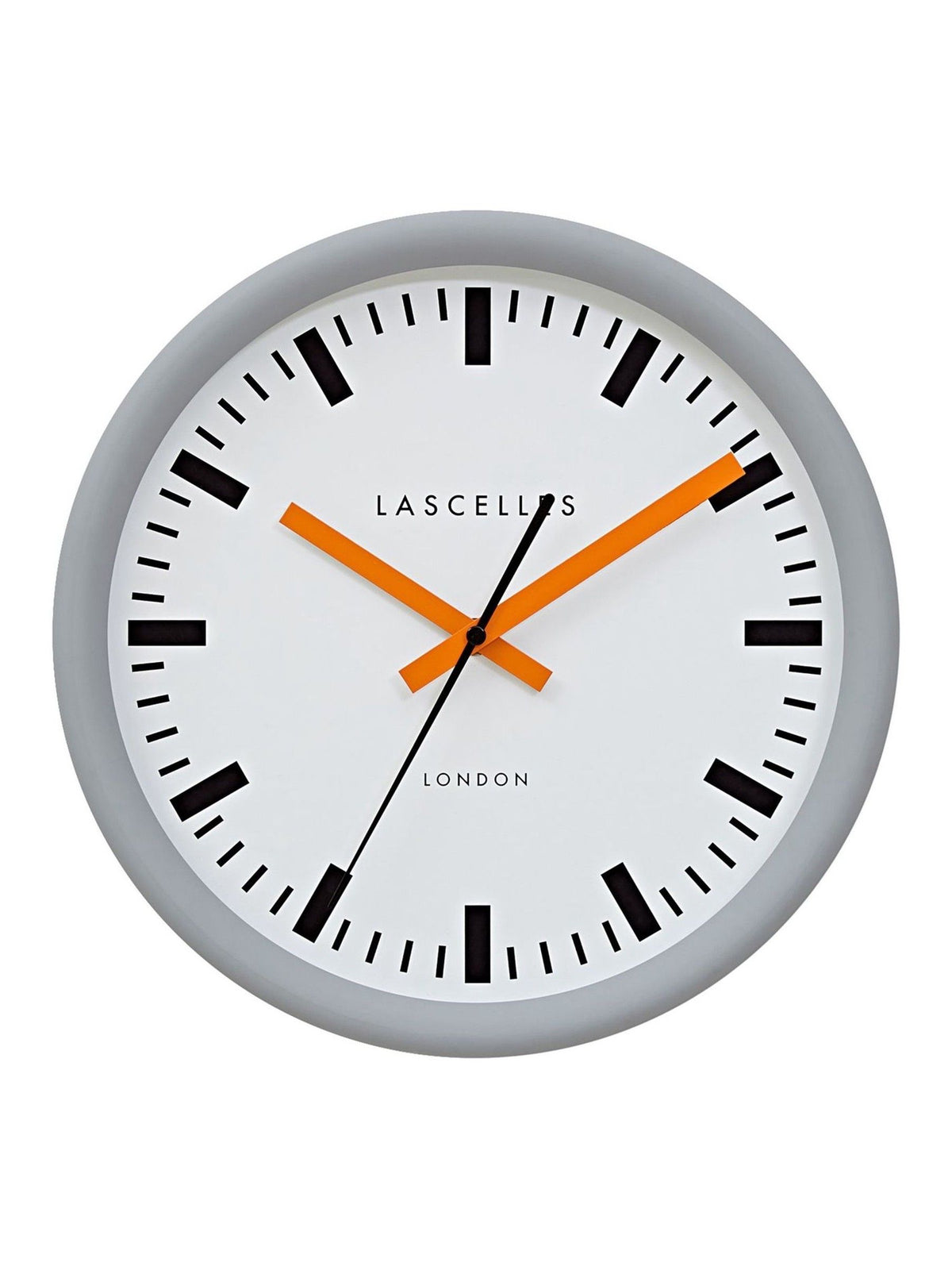 Brookpace Lascelles grey Swiss station clock with orange hands 30cm - British product