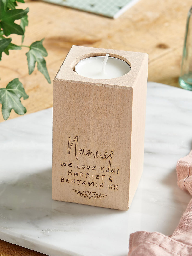 No Ordinary Gift personalised tealight holder set 10cm and 13cm, imported from the UK