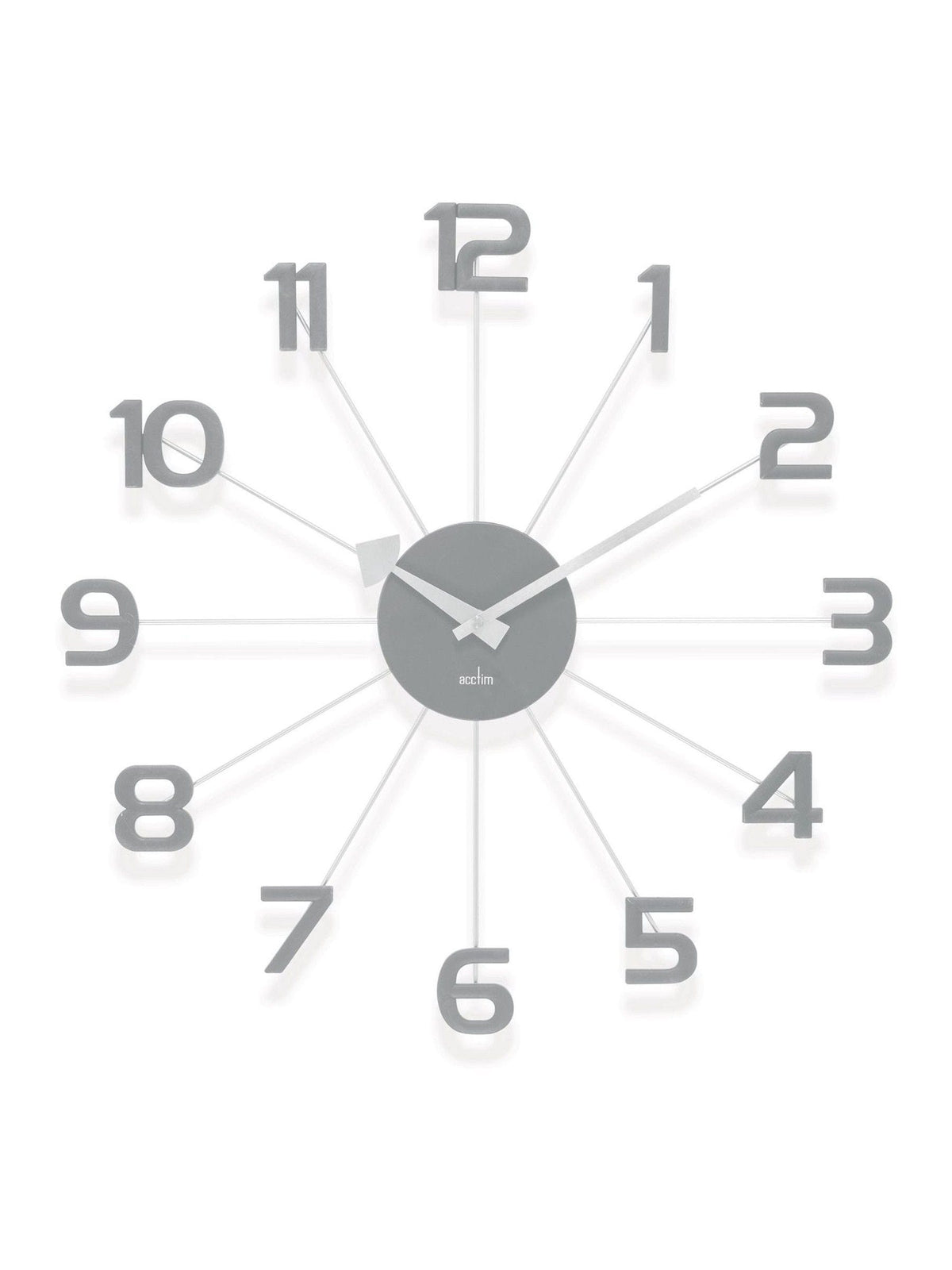 Modernist Wall Clock with Metal Spokes and Quartz Movement