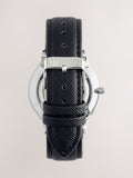 Classic wristwatch with Black/White Saffiano textured strap - British product