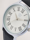Classic wristwatch with Black/White Saffiano textured strap - British product
