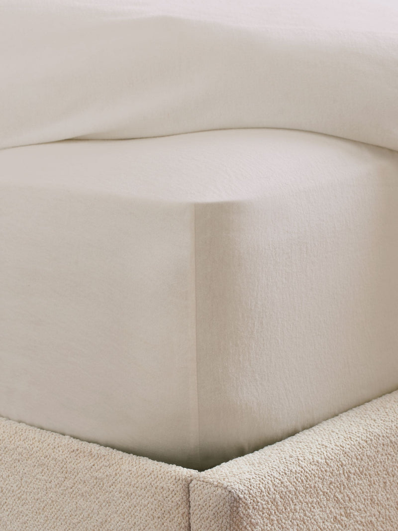 Ivory Brushed Cotton Supersoft Deep Fitted Sheet, UK version