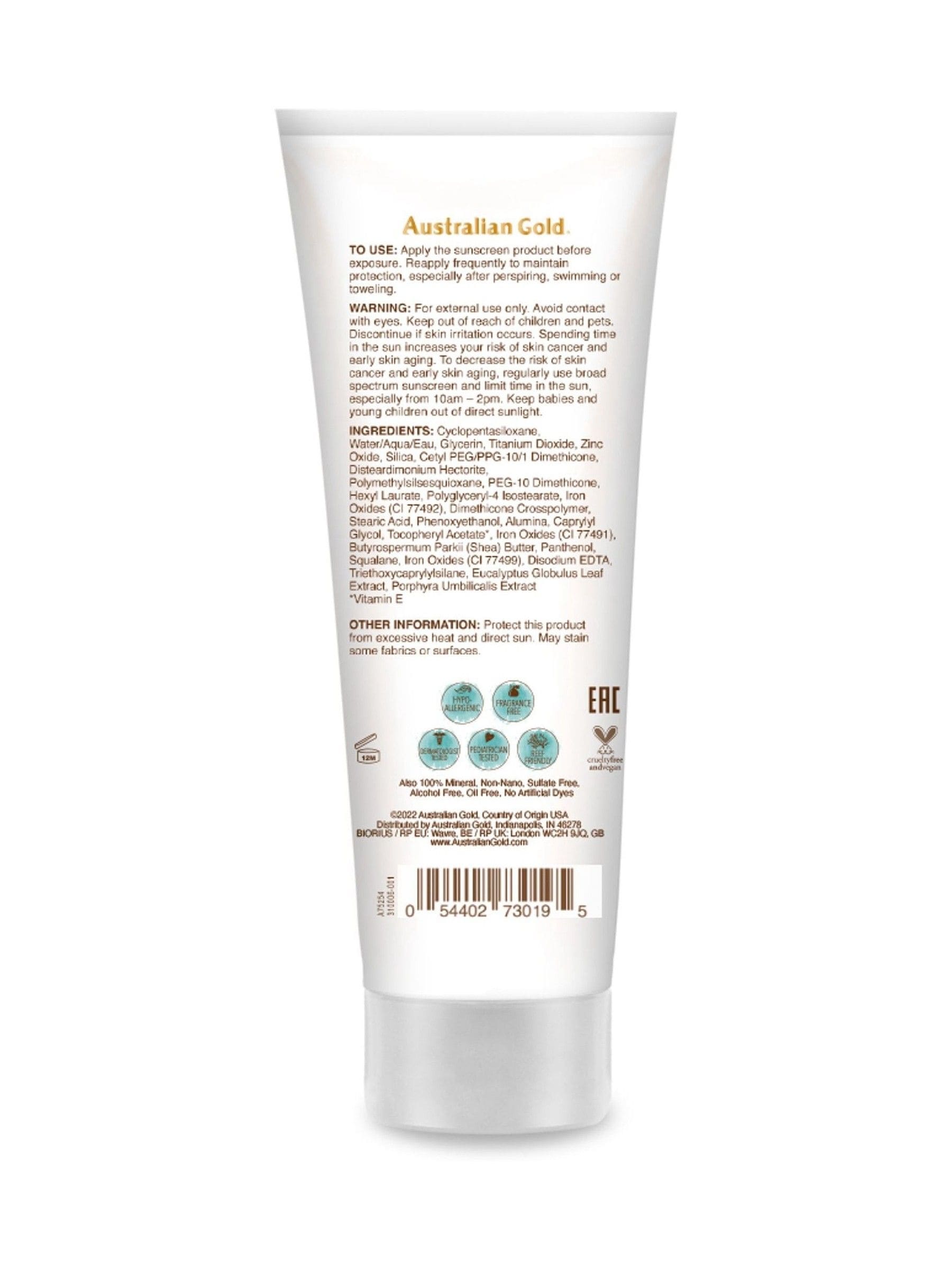 Australian Gold SPF50 tinted face lotion medium to tan - British product