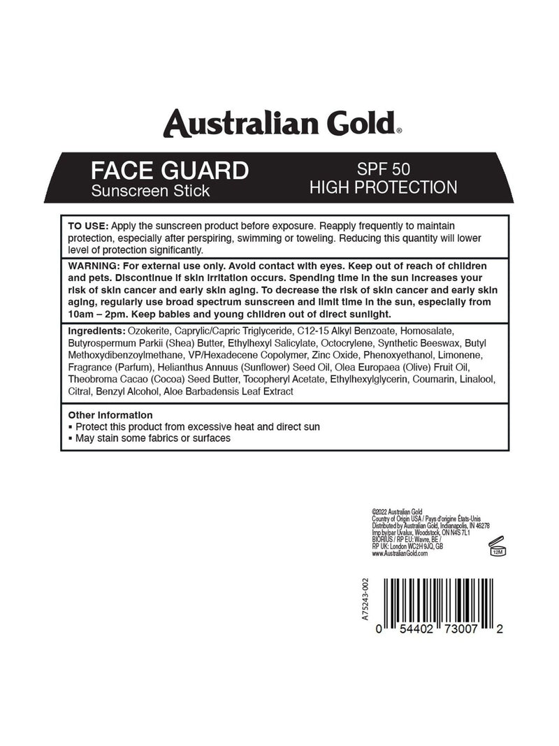 Australian Gold SPF 50 Face Guard Suncream Stick