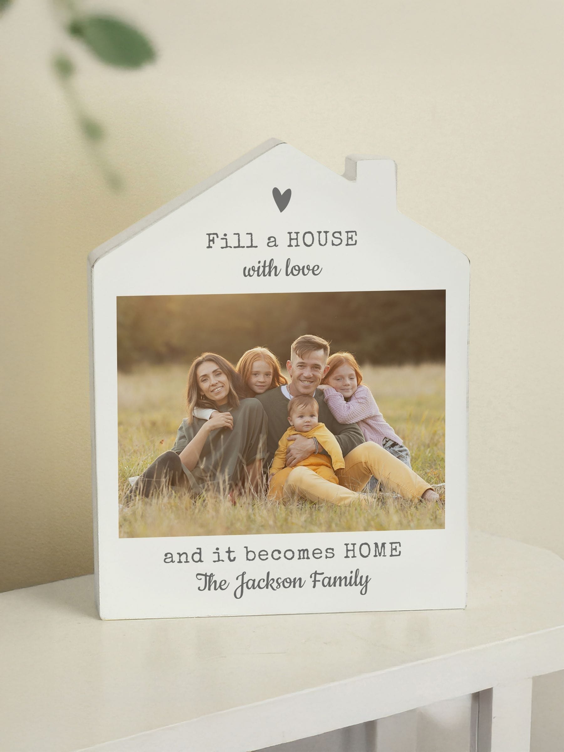 PMC personalised photo upload wooden house ornament, imported from the UK