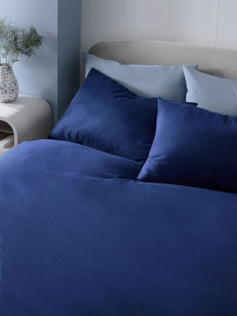 Navy supersoft brushed cotton duvet cover and pillowcase set, imported from the UK