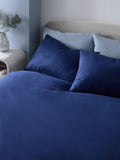 Navy supersoft brushed cotton duvet cover and pillowcase set, imported from the UK