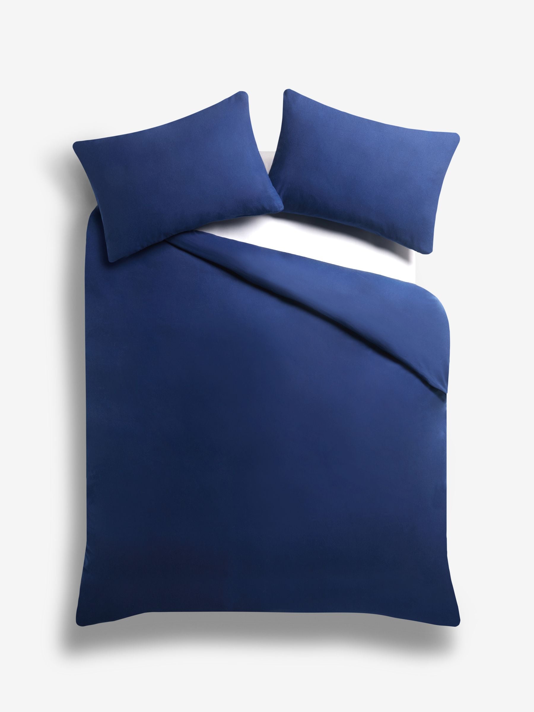 Navy supersoft brushed cotton duvet cover and pillowcase set, imported from the UK