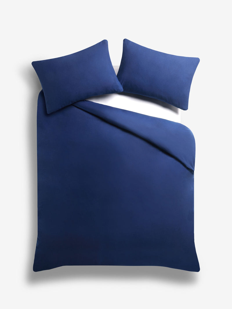 Navy supersoft brushed cotton duvet cover and pillowcase set, imported from the UK