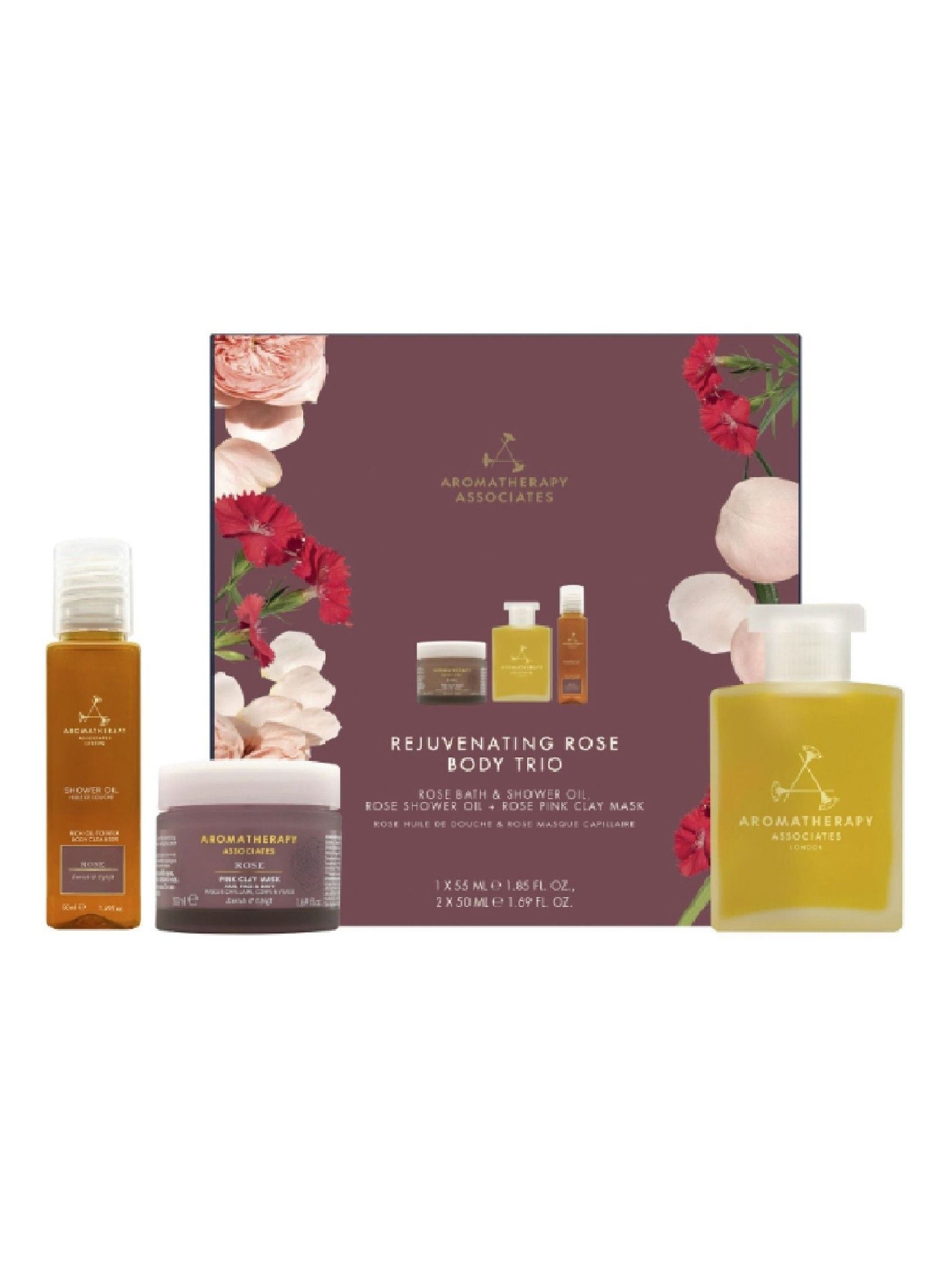 Rejuvenating Rose Body Care Gift Set with Bath Oil, Clay Mask and Shower Oil