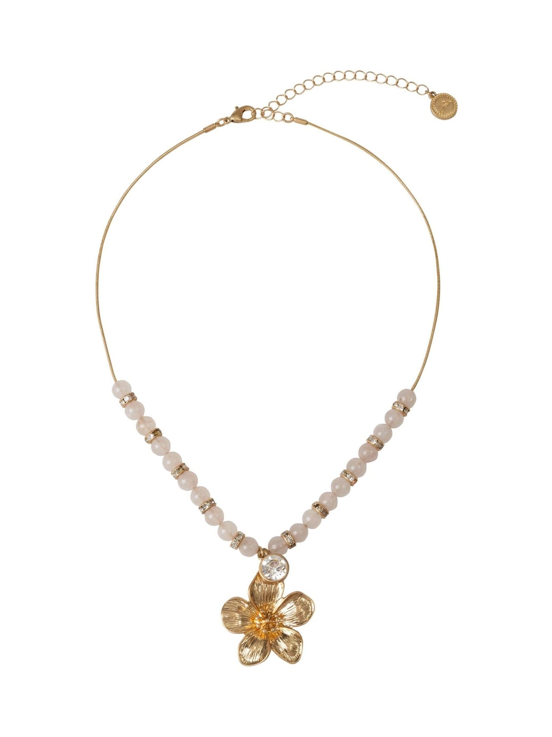 Bibi Bijoux Gold Tone Flower Bead Necklace 41cm - British product